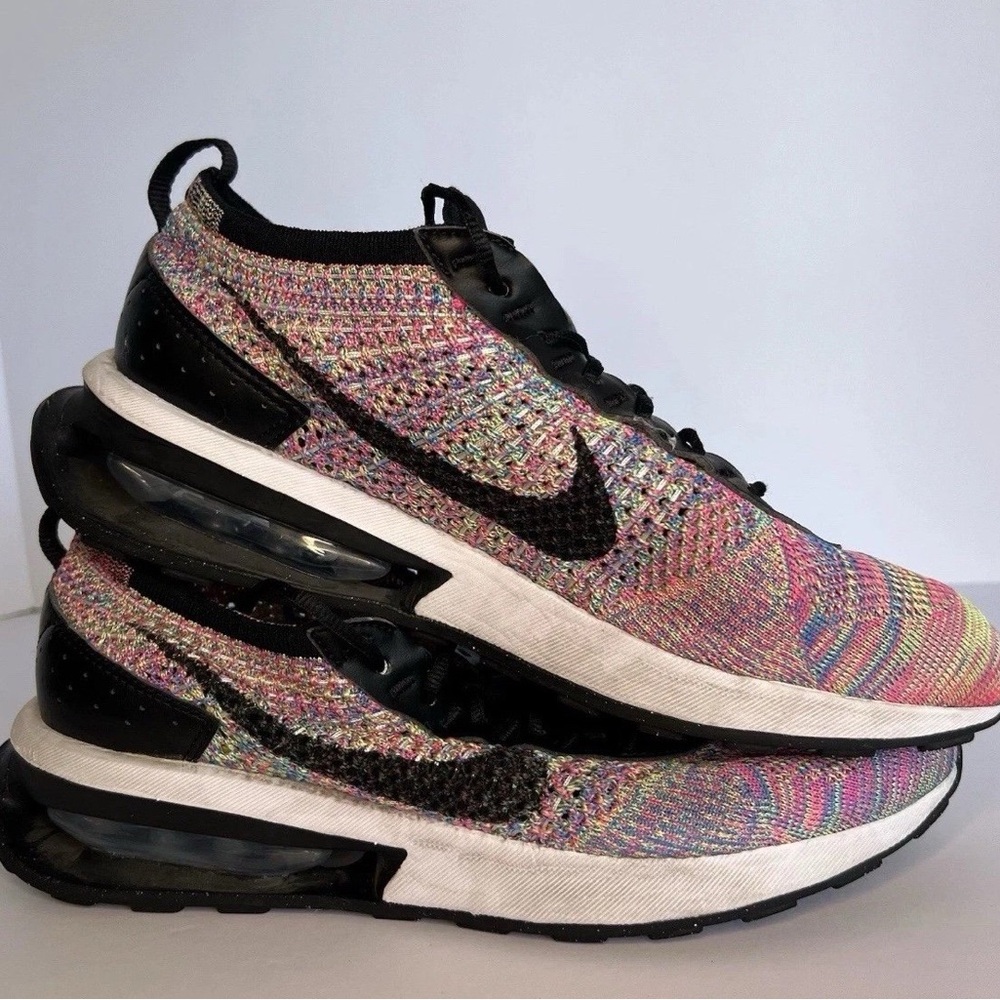 Size 8 Men’s Nike Air Max Flyknit Racer Rainbow Black Sneaker DJ6106-300